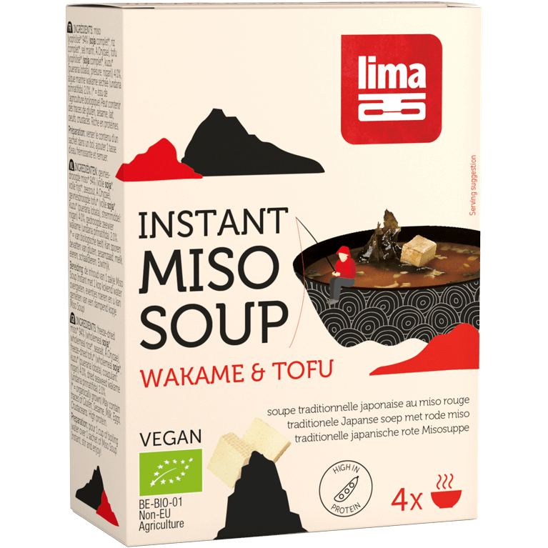 Instant red miso soup tofu
